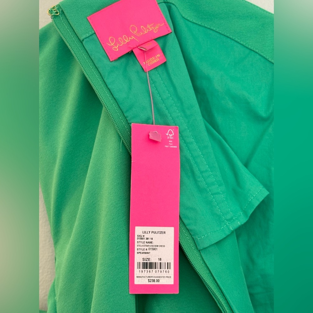 NWT Lilly Pulitzer Stela Strapless Bow Dress in Spearmint - Size 16 - Picture 11 of 11